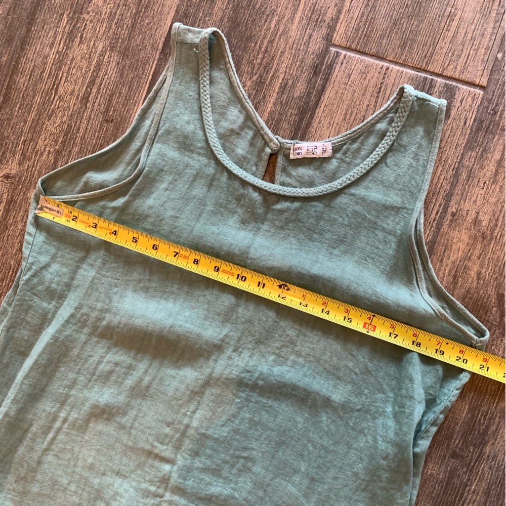 Linen Teal Braided Long Tank Top - Picture 6 of 6